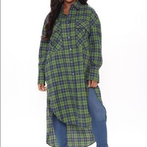 Fashion Nova Oversized Plaid Top NWOT